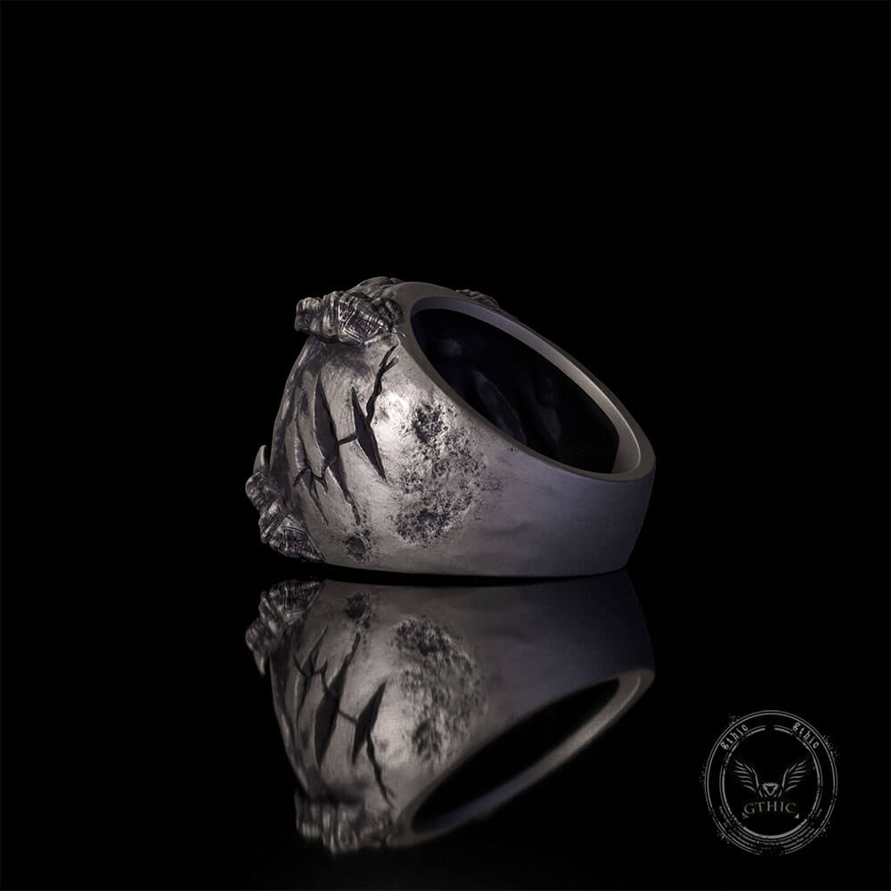 Gothic Beast Claw Gemstone Sterling Silver Ring