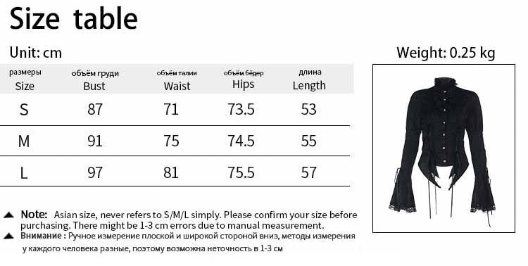 Gothic Bell Sleeve Slim Fit Versatile Lace-Up Shirt