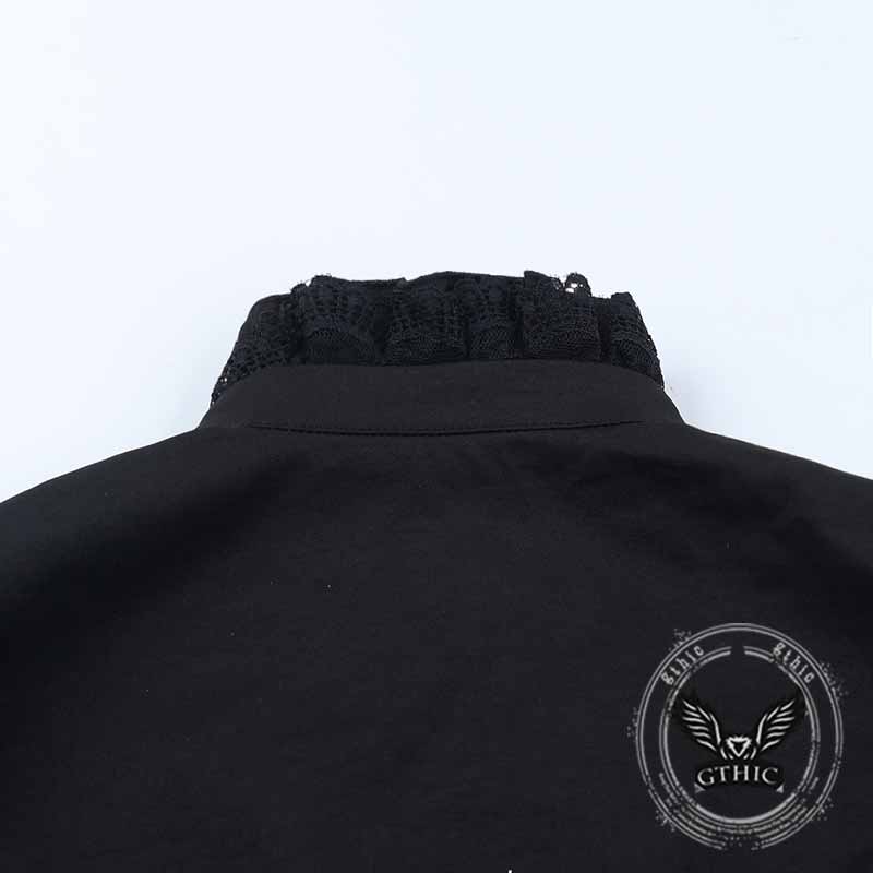 Gothic Bell Sleeve Slim Fit Versatile Lace-Up Shirt