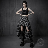 Gothic Black And White Checkered Irregular Skirt | Gthic.com