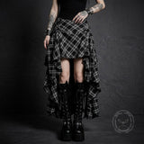 Gothic Black And White Checkered Irregular Skirt | Gthic.com