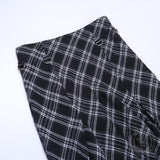 Gothic Black And White Checkered Irregular Skirt