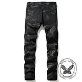 Gothic Black Print Straight Stretch Jeans | Gthic.com