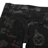 Gothic Black Print Straight Stretch Jeans | Gthic.com