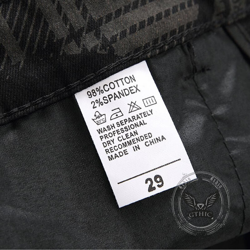 Gothic Black Print Straight Stretch Jeans | Gthic.com