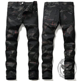 Gothic Black Print Straight Stretch Jeans | Gthic.com