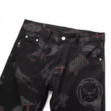 Gothic Black Print Straight Stretch Jeans | Gthic.com
