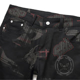 Gothic Black Print Straight Stretch Jeans | Gthic.com