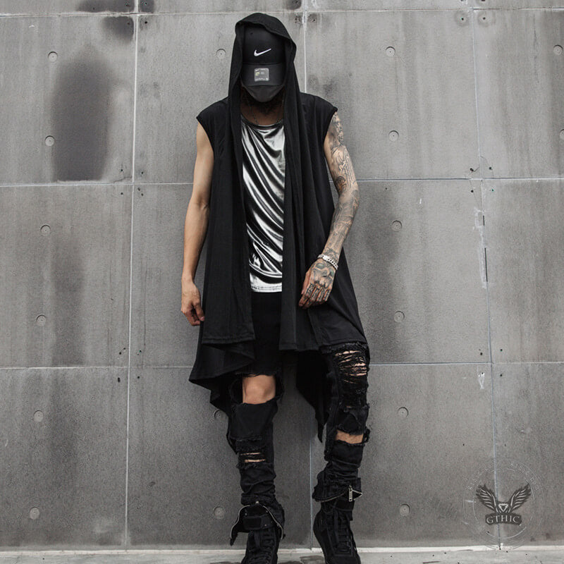 Gothic Black Sleeveless Hooded Cape Coat | Gthic.com