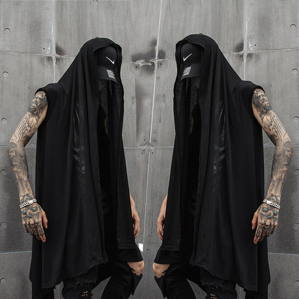 Gothic Black Sleeveless Hooded Cape Coat | Gthic.com
