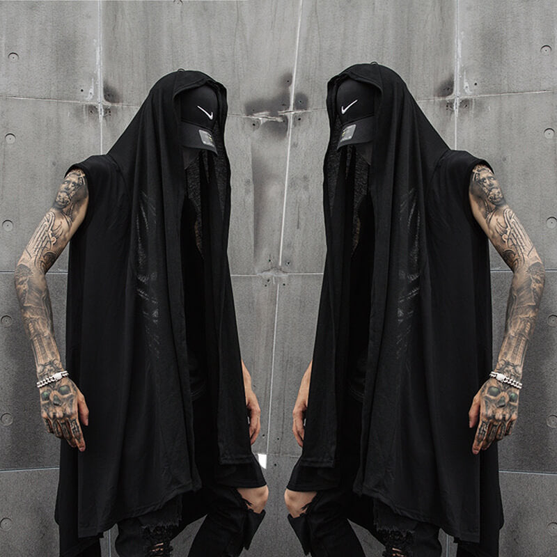 Gothic Black Sleeveless Hooded Cape Coat | Gthic.com