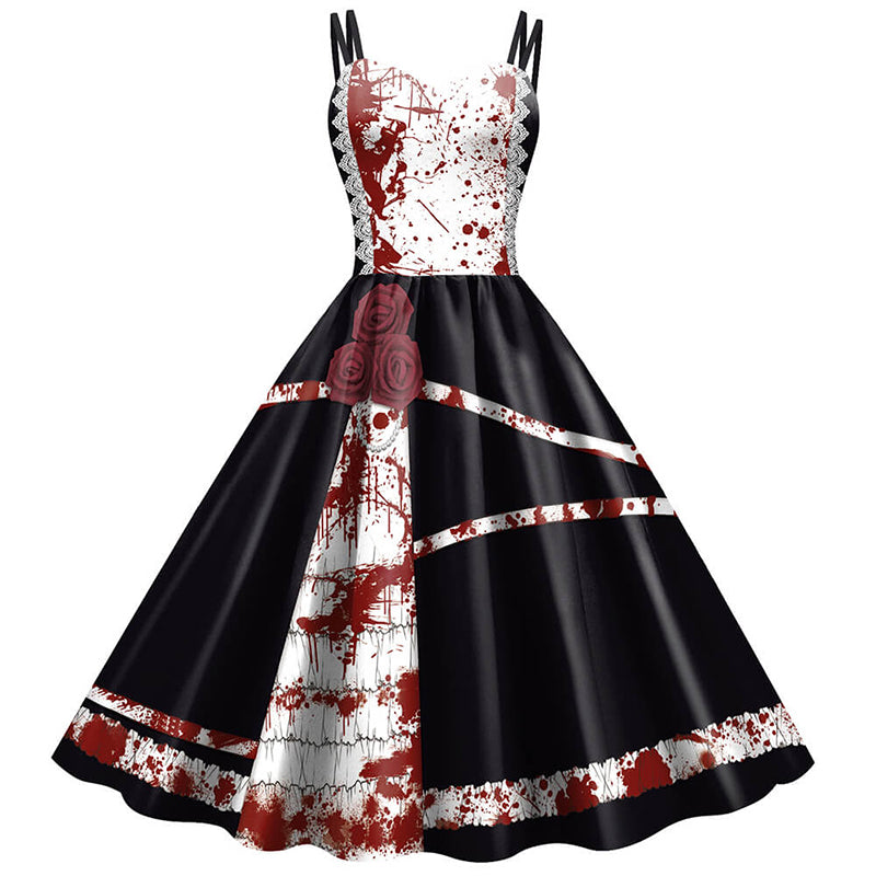 Gothic Bloody Rose Print Dress | Gthic.com