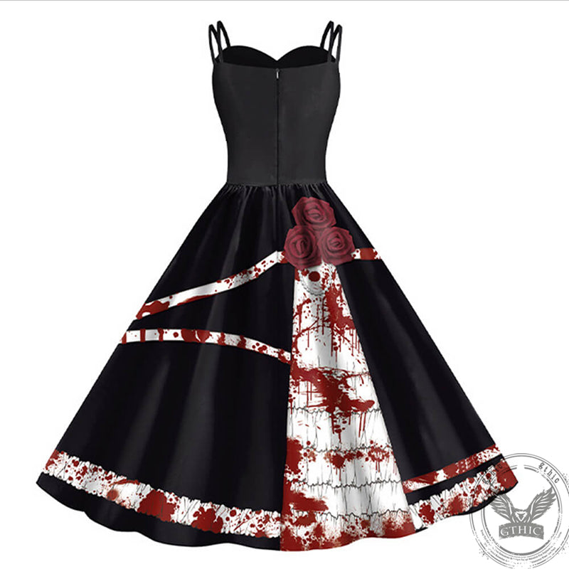 Gothic Bloody Rose Print Dress | Gthic.com