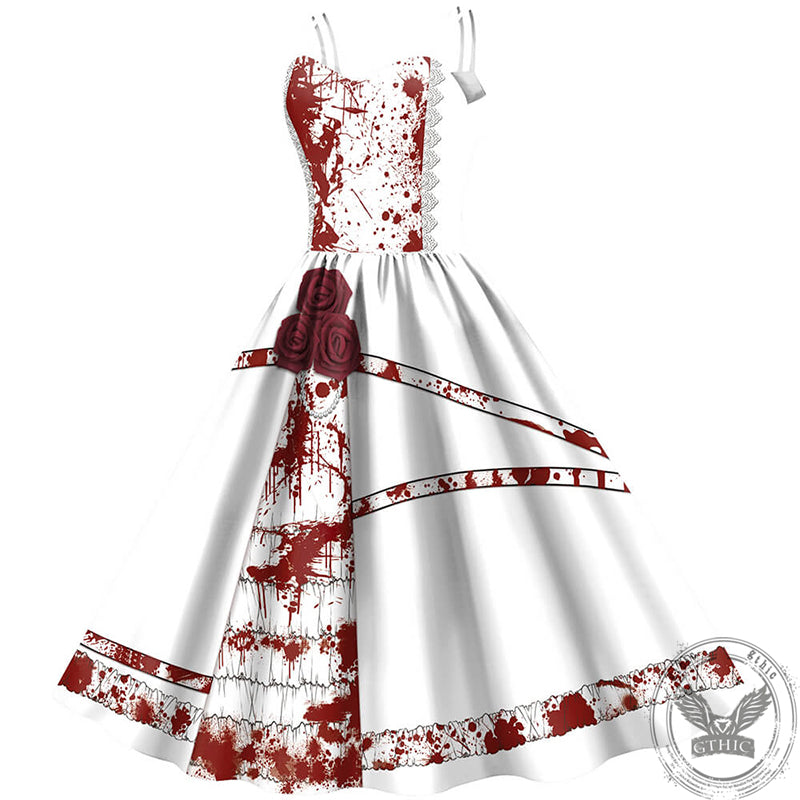 Gothic Bloody Rose Print Dress | Gthic.com