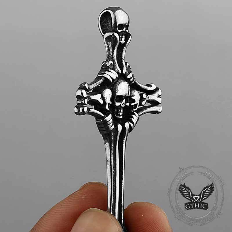 Pendentif viking croix celtique en acier inoxydable