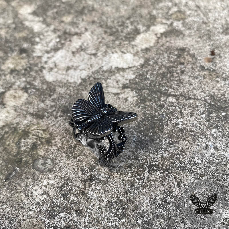 Gothic Butterfly Stainless Steel Animal Ring | Gthic.com