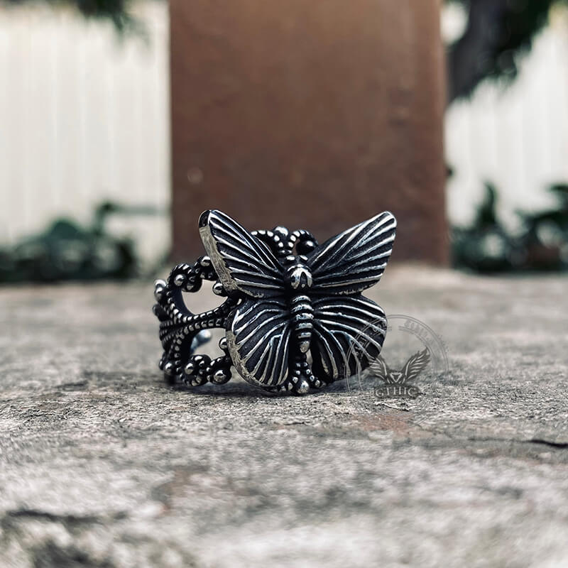Gothic Butterfly Stainless Steel Animal Ring | Gthic.com