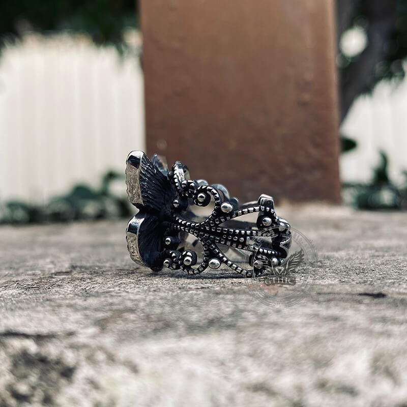 Gothic Butterfly Stainless Steel Animal Ring | Gthic.com