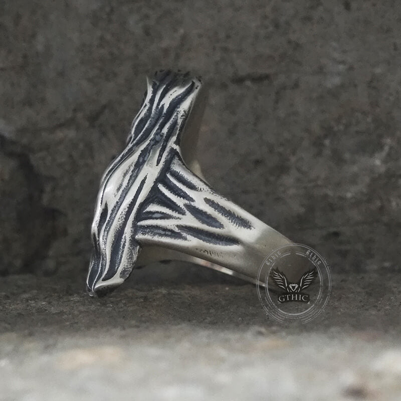 Gothic Cape Skull Sterling Silver Ring