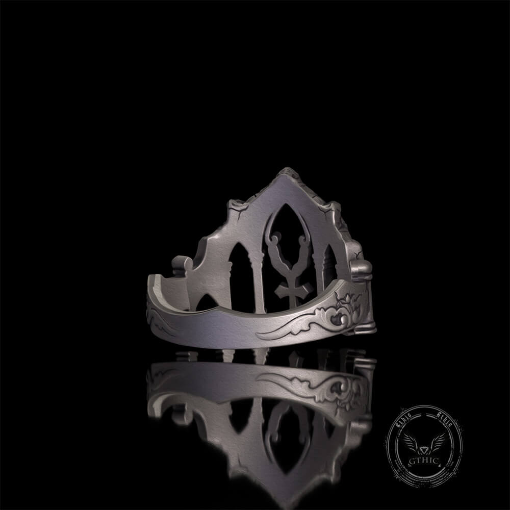 Gothic Cathedral Sterling Silver Cross Ring