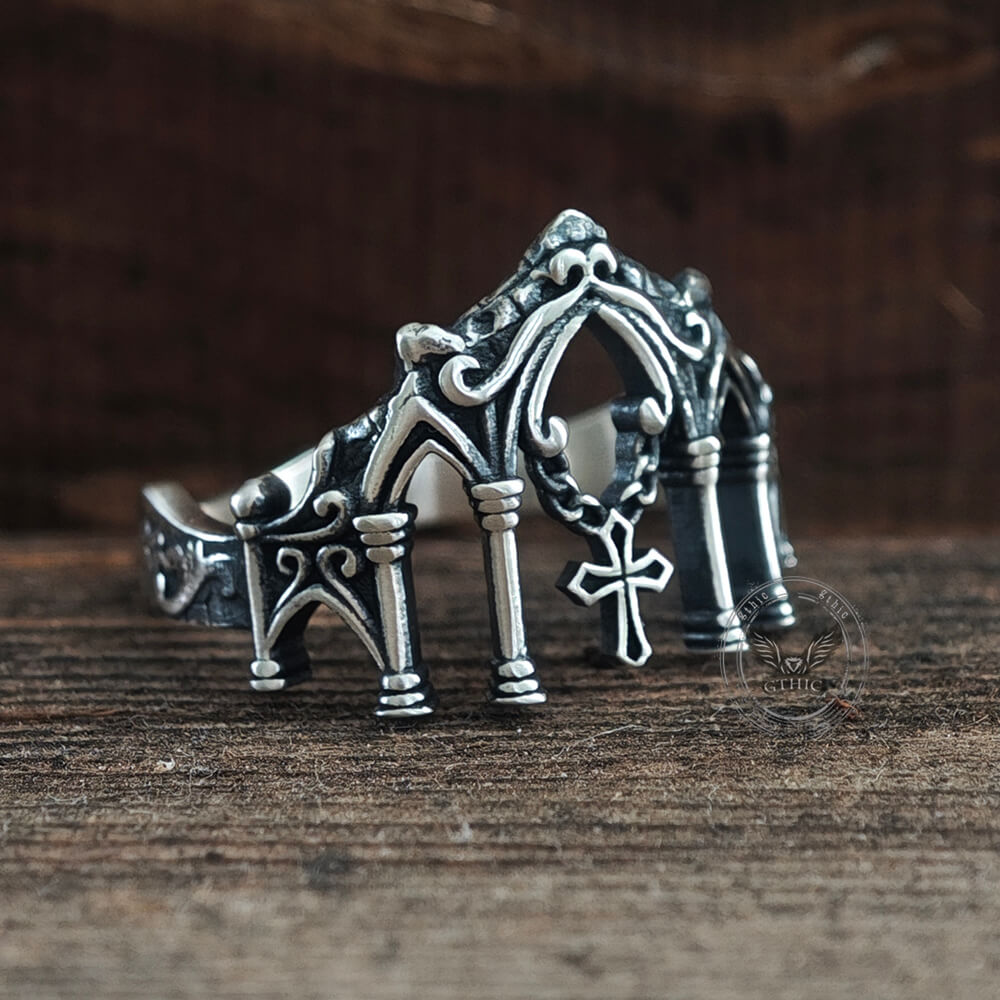 Gothic Cathedral Sterling Silver Cross Ring