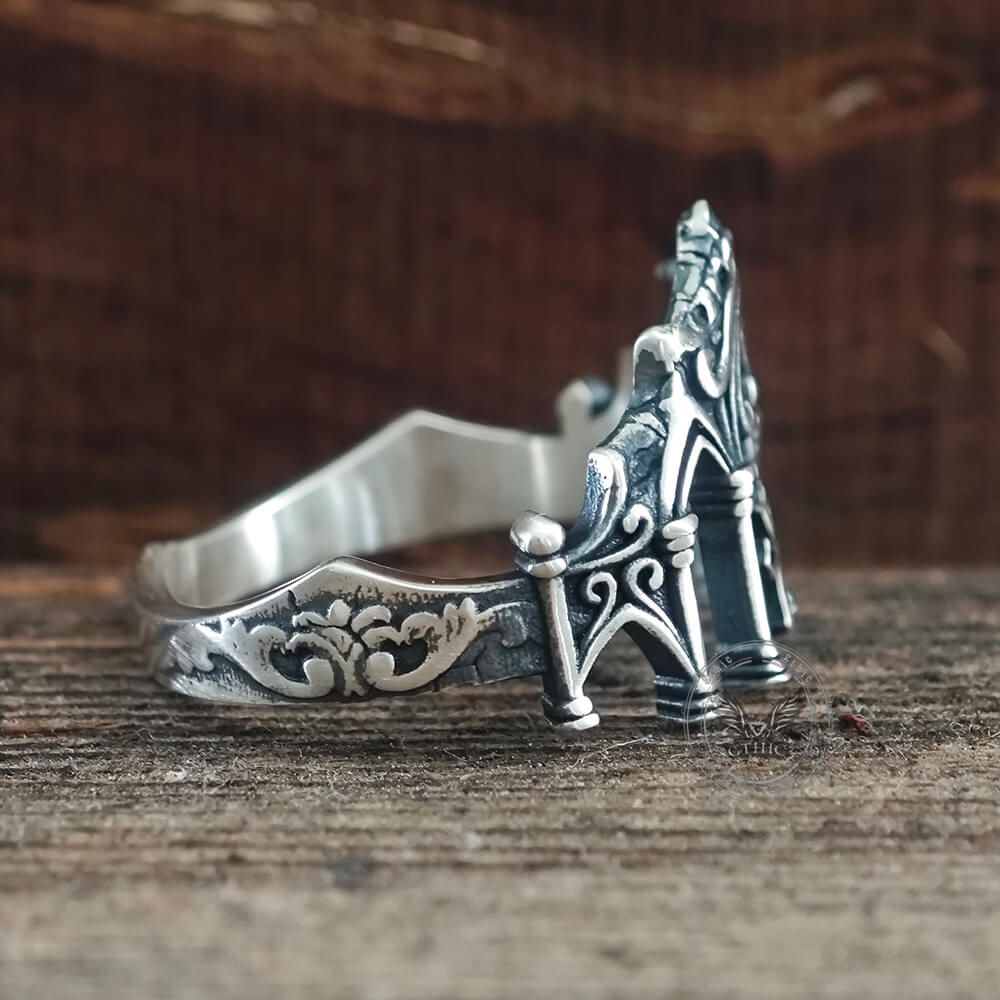 Gothic Cathedral Sterling Silver Cross Ring