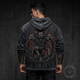 Gothic Cerberus Graphic Vintage Washed Hoodie | Gthic.com