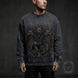 Gothic Cerberus Graphic Vintage Washed Sweatshirt | Gthic.com