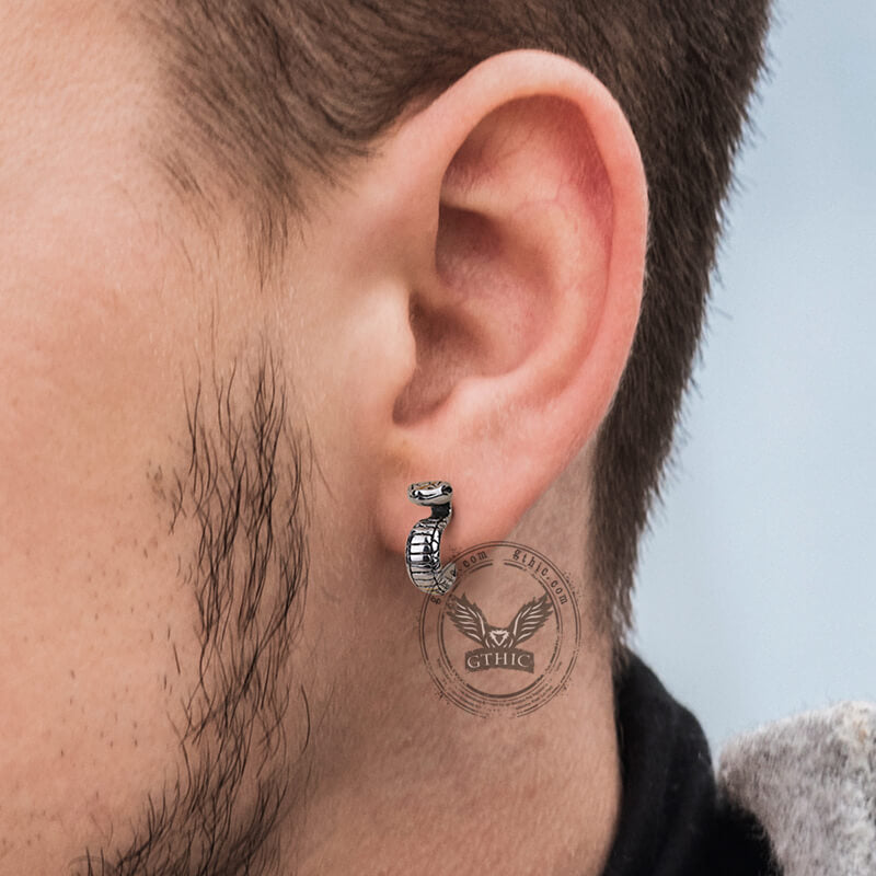 Gothic Cobra Snake Stainless Steel Stud Earrings