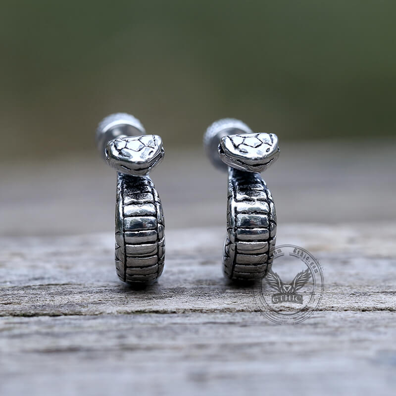 Gothic Cobra Snake Stainless Steel Stud Earrings | Gthic.com