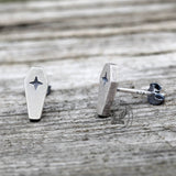 Gothic Coffin Cross Sterling Silver Stud Earring | Gthic.com