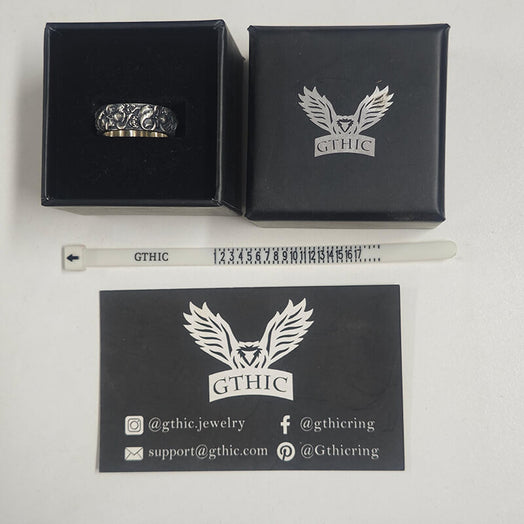 Gothic Coiled Snake Rose Sterling Silver Skull Ring