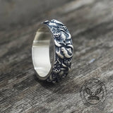 Gothic Coiled Snake Rose Sterling Silver Skull Ring | Gthic.com