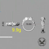 Gothic Coiled Snake Skull Sterling Silver Ring