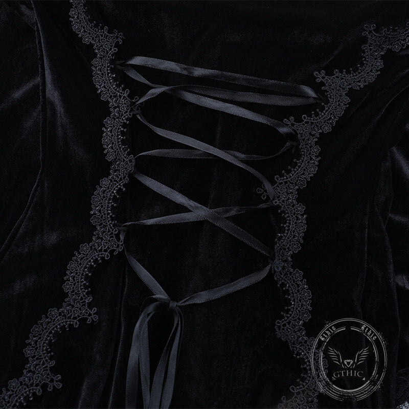 Gothic Cosplay Halloween Trumpet Sleeve Hip Cloak Dress