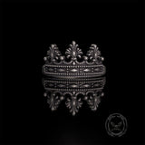 Gothic Cracked Mask Crown Sterling Silver Ring