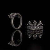 Gothic Cracked Mask Crown Sterling Silver Ring | Gthic.com