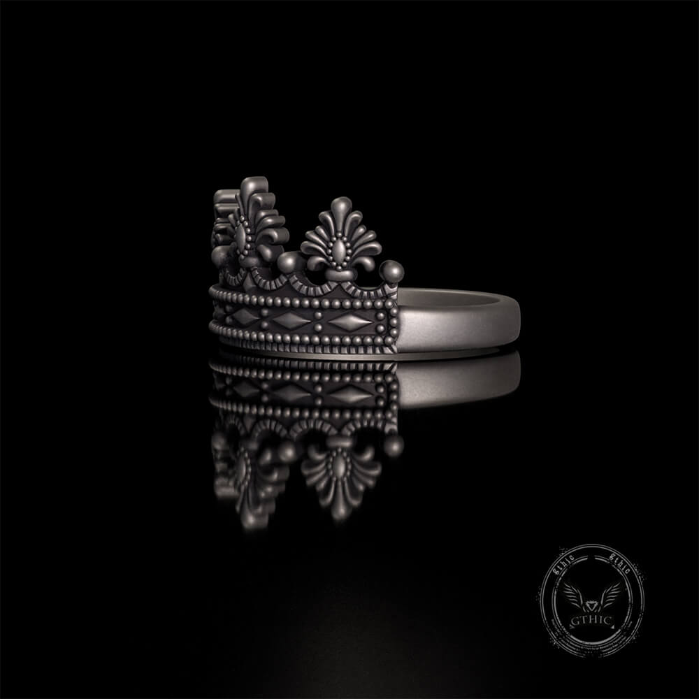 Gothic Cracked Mask Crown Sterling Silver Ring