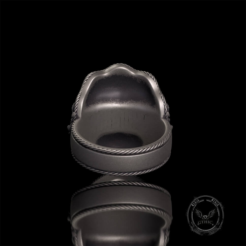 Gothic Cracked Mask Crown Sterling Silver Ring