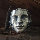 Gothic Cracked Mask Crown Sterling Silver Ring