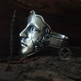 Gothic Cracked Mask Crown Sterling Silver Ring