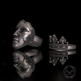Gothic Cracked Mask Crown Sterling Silver Ring | Gthic.com