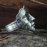 Gothic Cracked Mask Crown Sterling Silver Ring