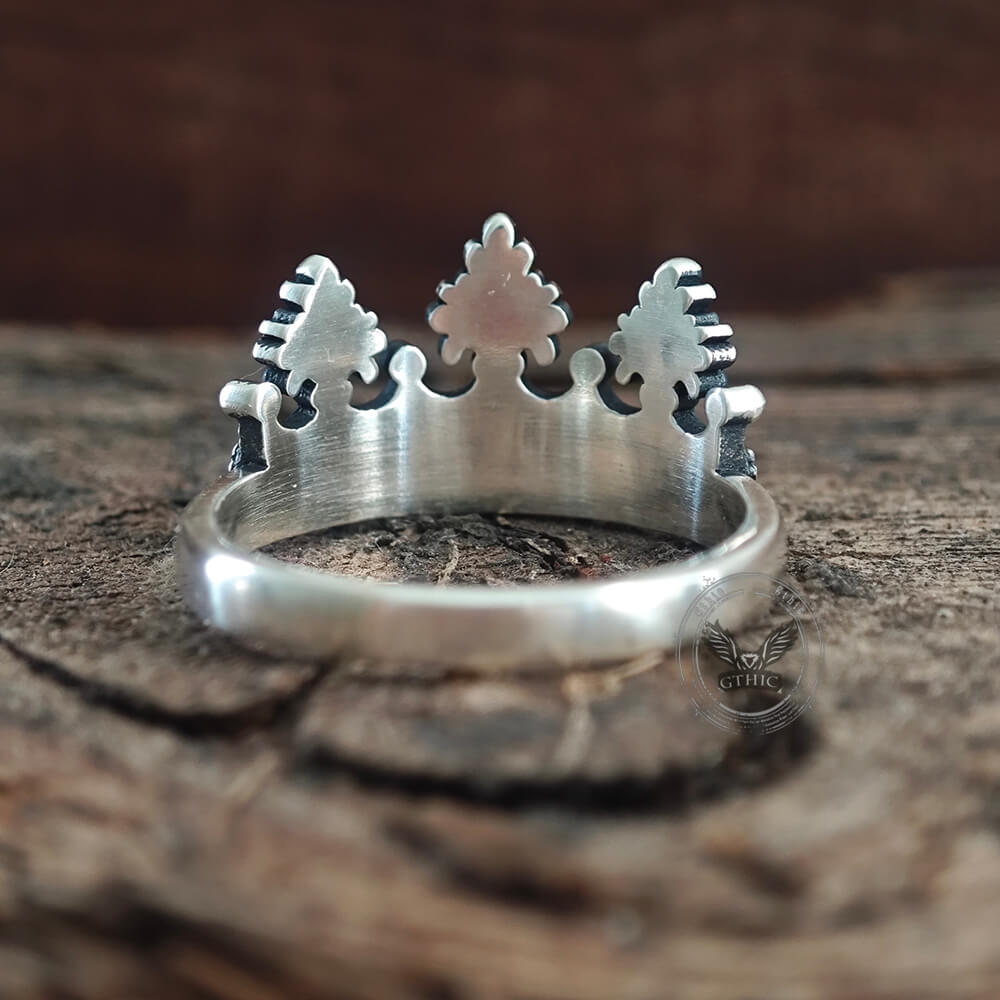 Gothic Cracked Mask Crown Sterling Silver Ring