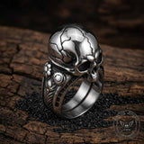 Gothic Cracked Skull Head Stainless Steel Ring | Gthic.com