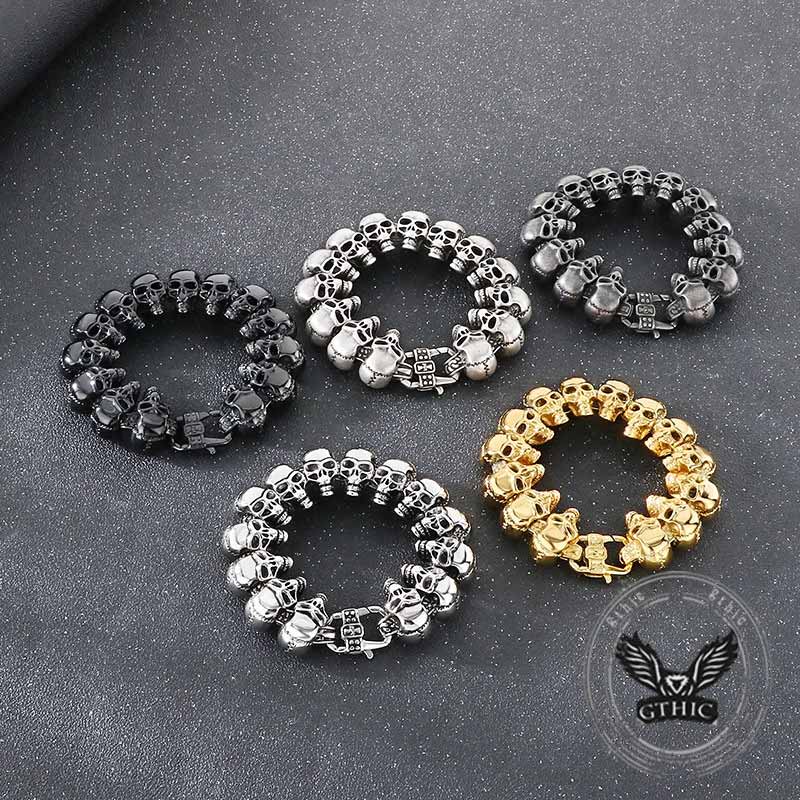 Gothic Cracked Skull Stainless Steel Bracelet 01 | Gthic.com