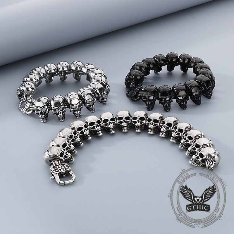 Gothic Cracked Skull Stainless Steel Bracelet