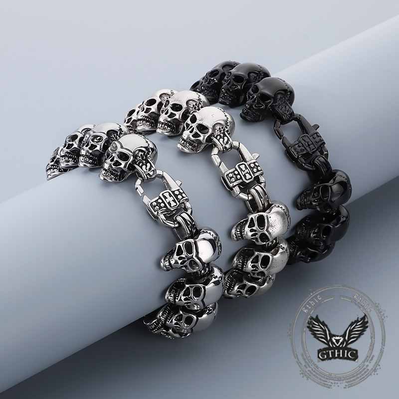 Gothic Cracked Skull Stainless Steel Bracelet