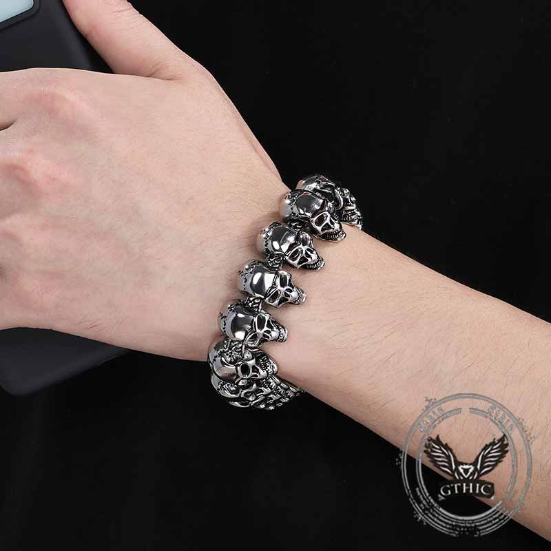 Gothic Cracked Skull Stainless Steel Bracelet 02 | Gthic.com