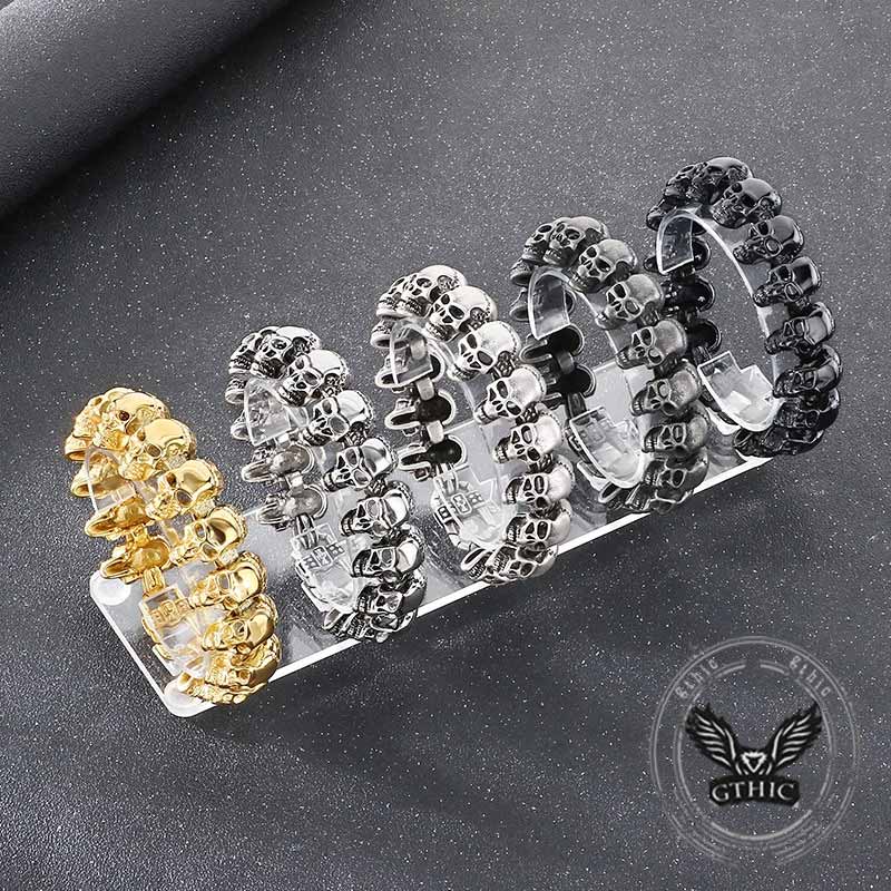 Gothic Cracked Skull Stainless Steel Bracelet 03 | Gthic.com